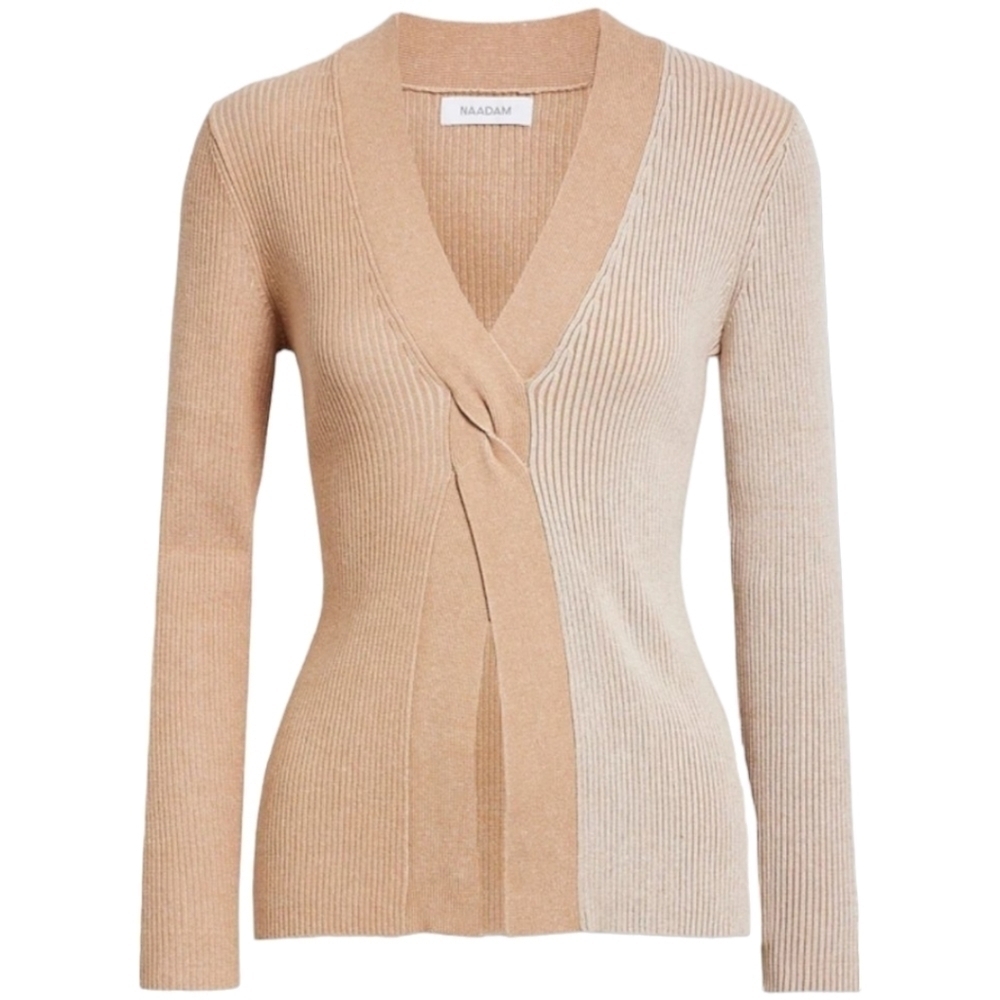 NAADAM Twisted Rib-Knit Sweater, Size Medium, Tan, NWT